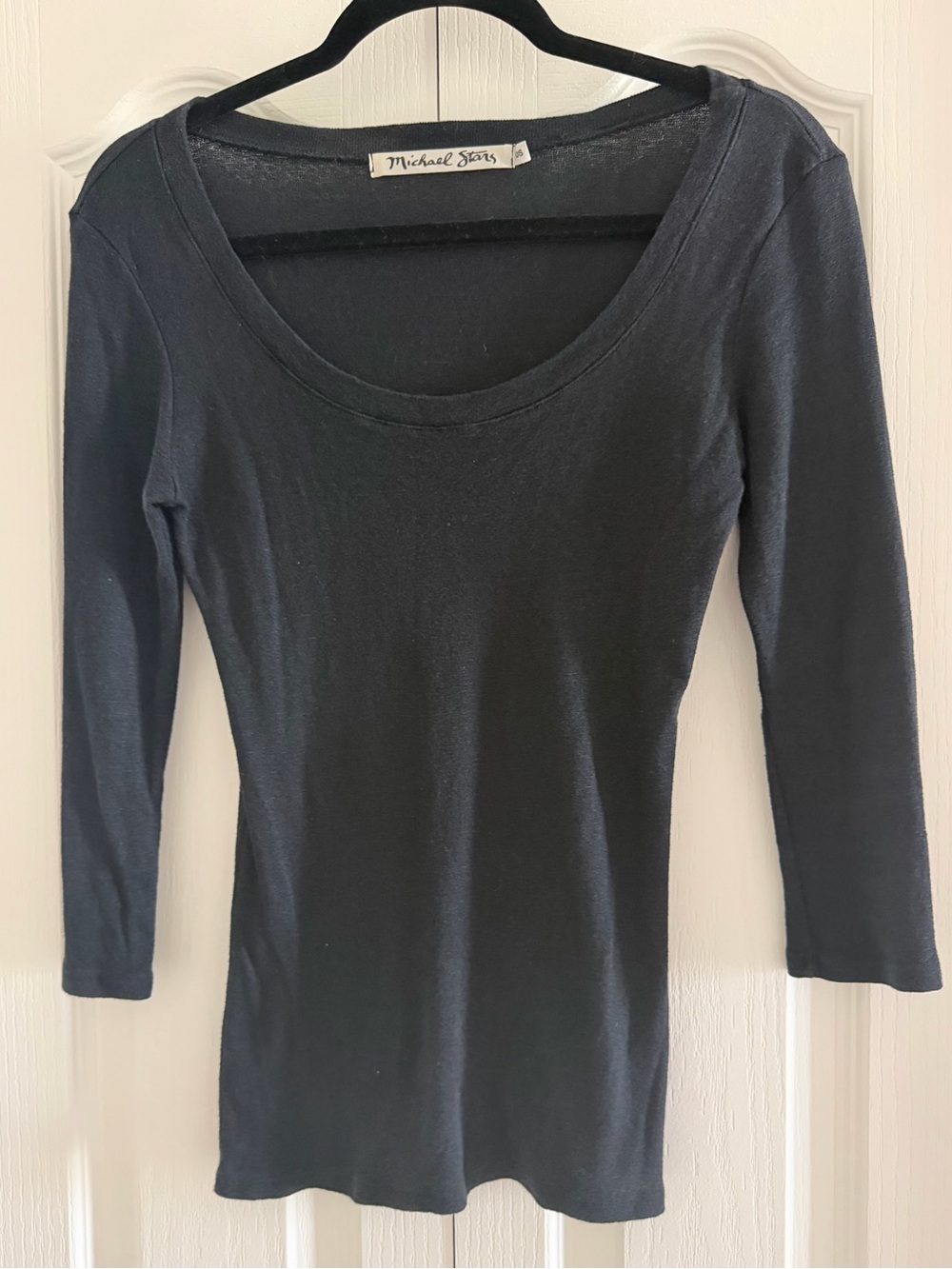Michael Stars Black Scoop Neck 3/4 Sleeve Tee